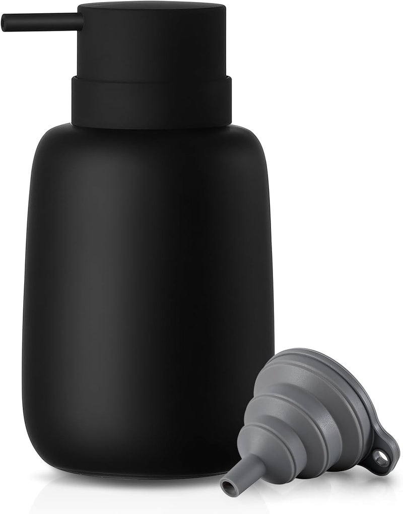 YDSluock Matte Black Soap Dispenser Bathroom,Ceramic Soap Dispenser Lotion Pump Dish Soap Dispenser for Kitchen,16oz Refillable Liquid Hand Wash Dispenser for Bathroom (Rubber Paint) - Image 1